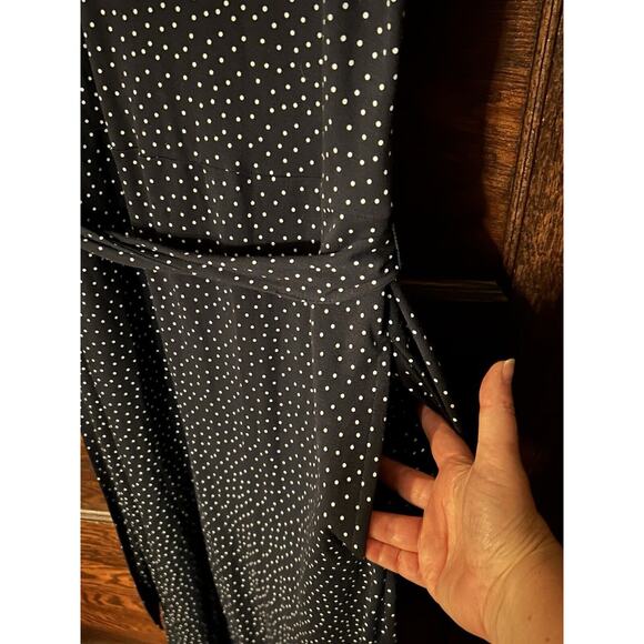 J Jill Navy Blue White Polka Dot Jumpsuit Wide Leg Women’s Sz L - Picture 5 of 10